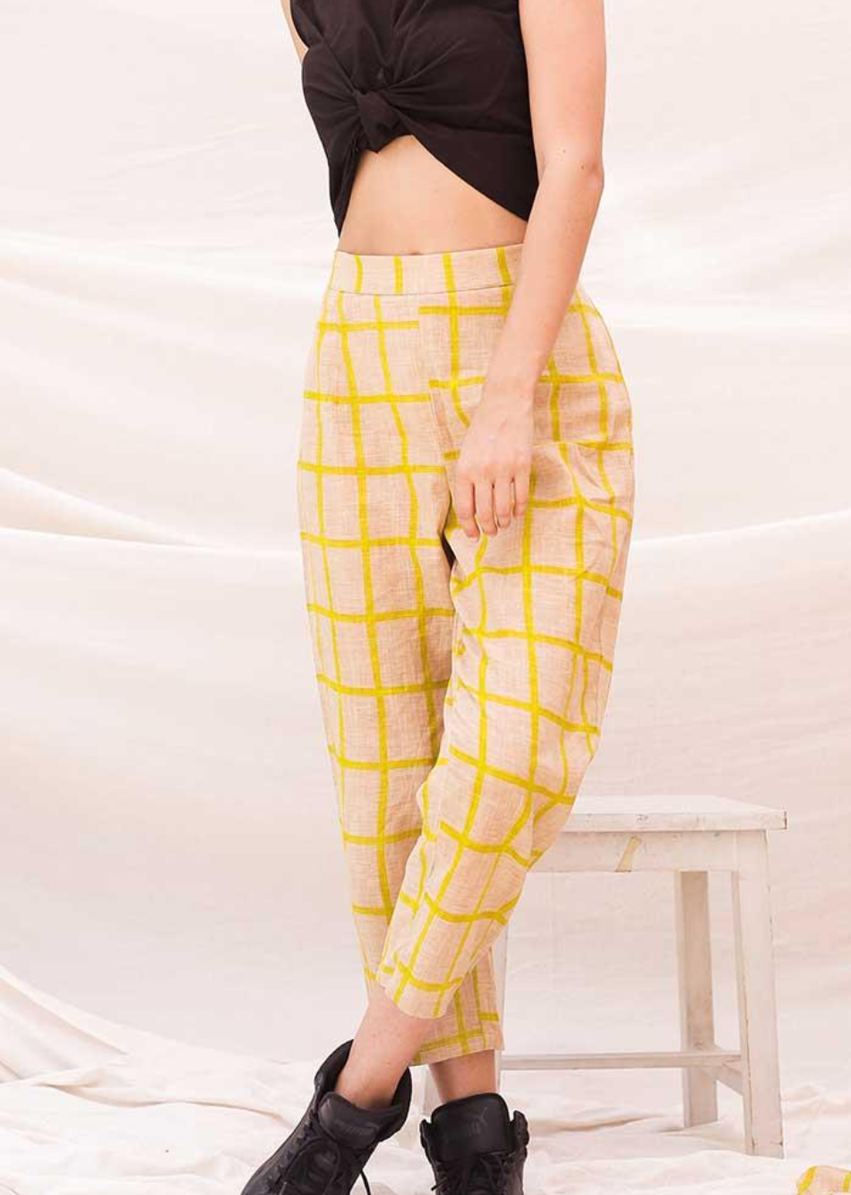 Trendy Lifestyle Tortilla Brown with Green Checks Pants for Women