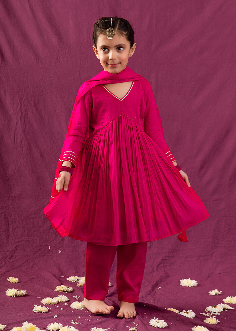 Shop Rani Cross Gather Anarkali Suit Sets for Kids at JOVI Fashion
