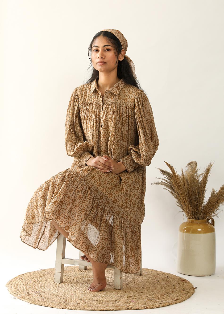 Shop Best Brown Printed Shirt Dress for Women Online Order Now at JOVI