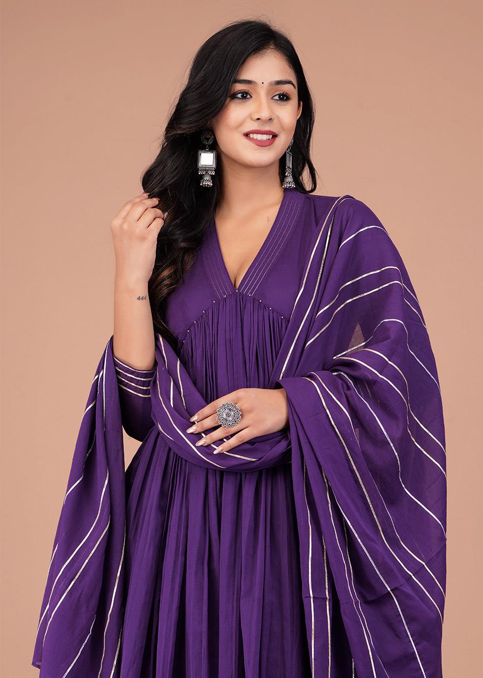 Anarkali Suit Design Umbrella Suit Ladies Fashionable Purple V