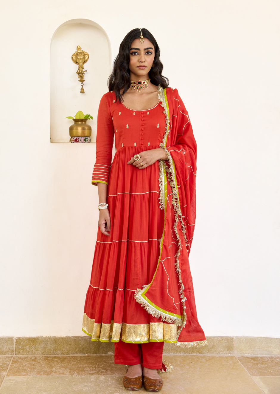 Rani Cross Gather Anarkali Suit Set