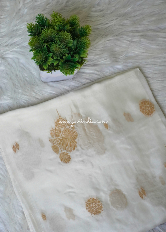 Muslin Silk Zari Loom Big Motif Fabric | Jovi Fashion India