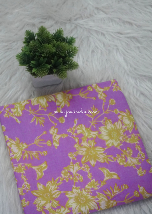 Pink Floral Cotton Block Printed Fabric | Jovi Fashion India
