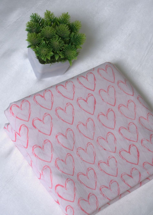 White Peach Hand Block Printed Cotton Fabric | Jovi India