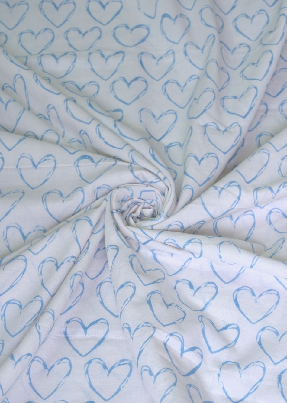 White Blue Hand Block Printed Cotton Fabric | JOVI India