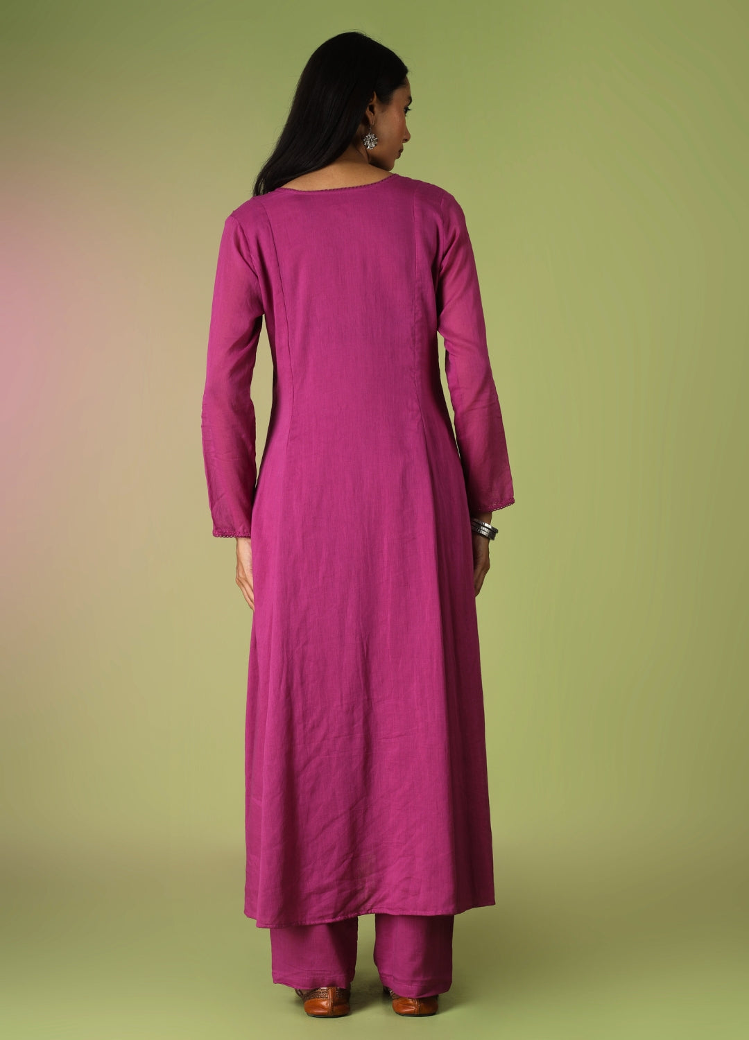 Raspberry Front Dori Anarkali Suit Set | JOVI Fashion India