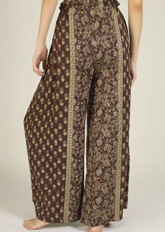 Brown Printed Loose Pants | Jovi Fashion India