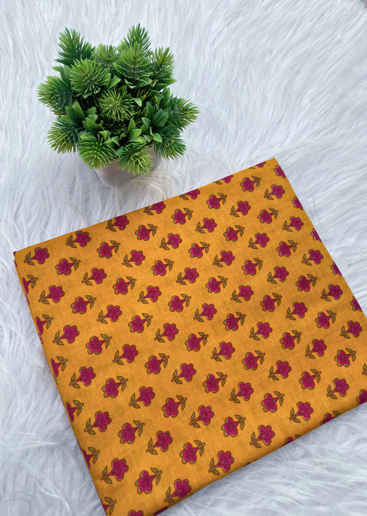 Mustard Butti Printed Cotton Fabric | Jovi India