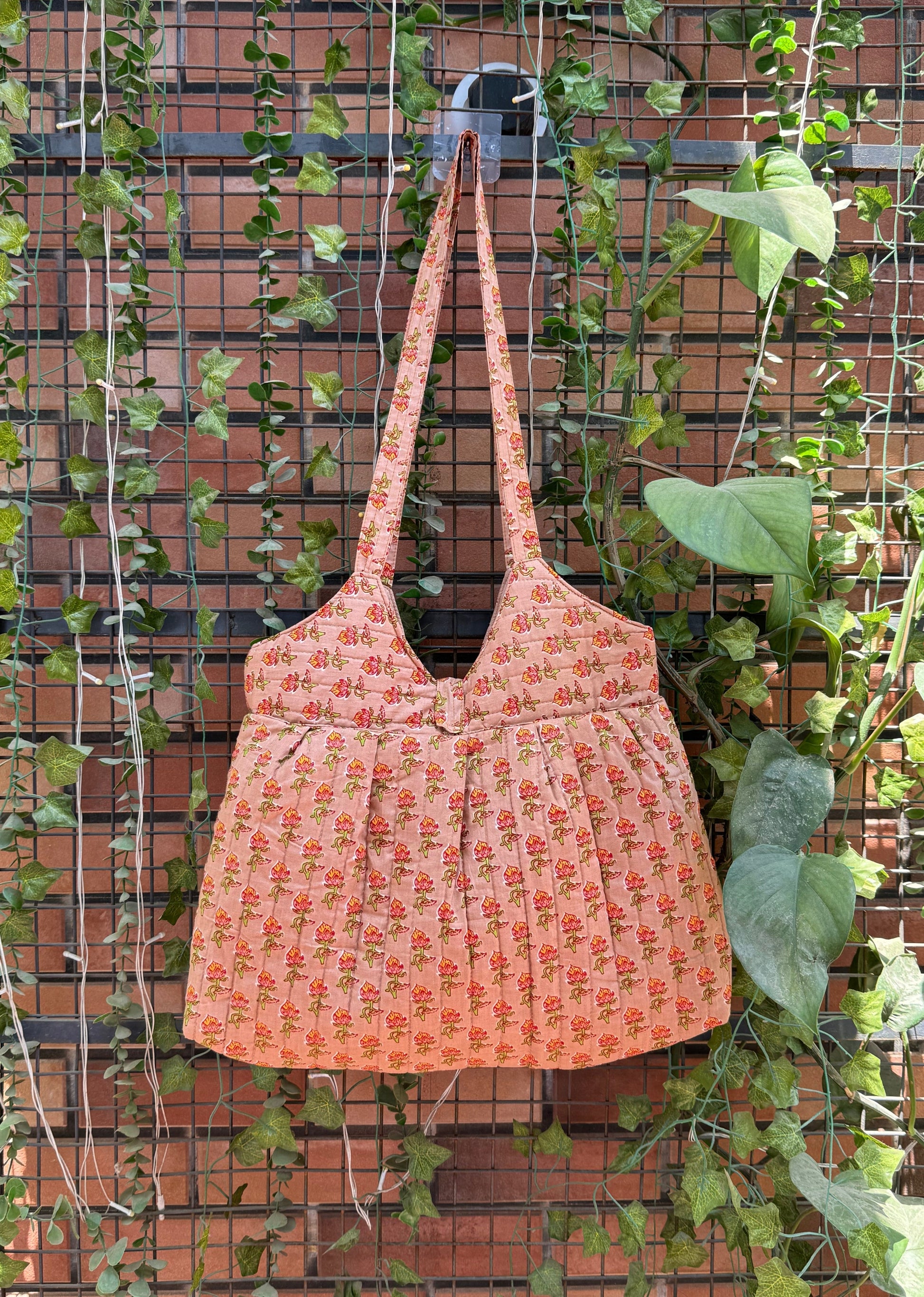 Printed Quilted Handbags - Assorted Prints - Orange | JOVI India