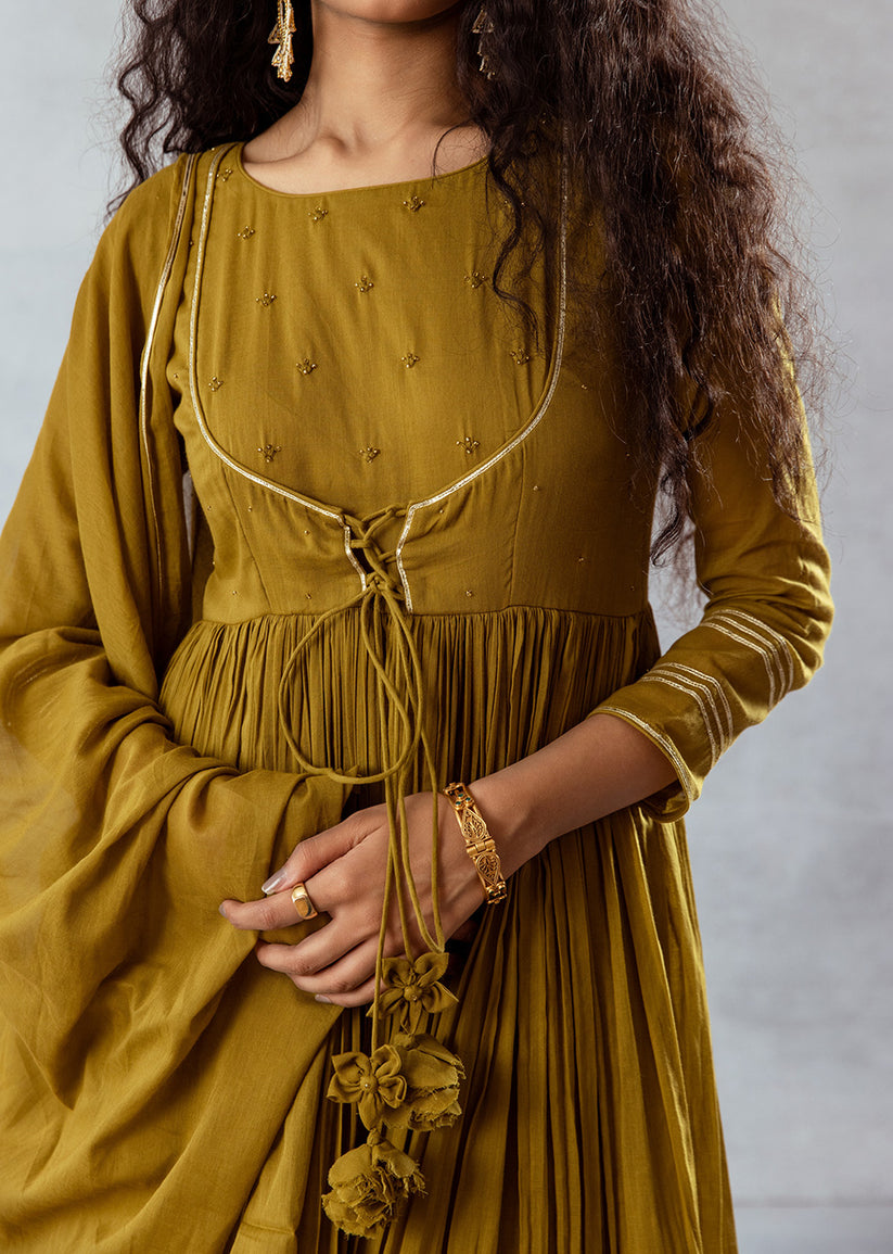 Green Jacket Style Anarkali Suit Set