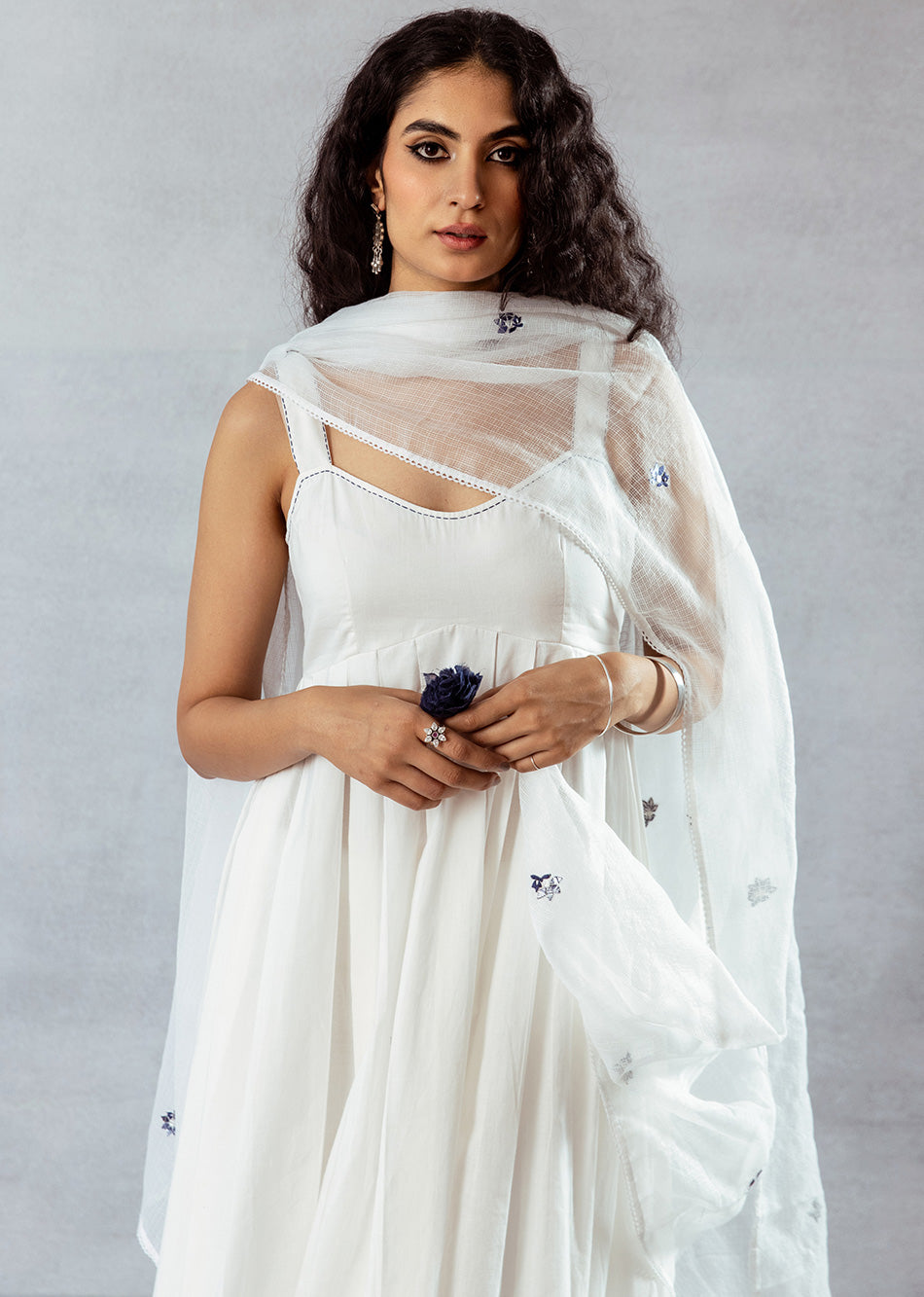 White Pleated Anarkali Suit Set 5XL