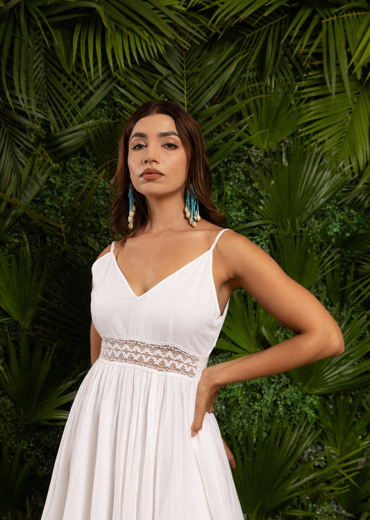 White Strappy Lace Dress | Jovi Fashion India