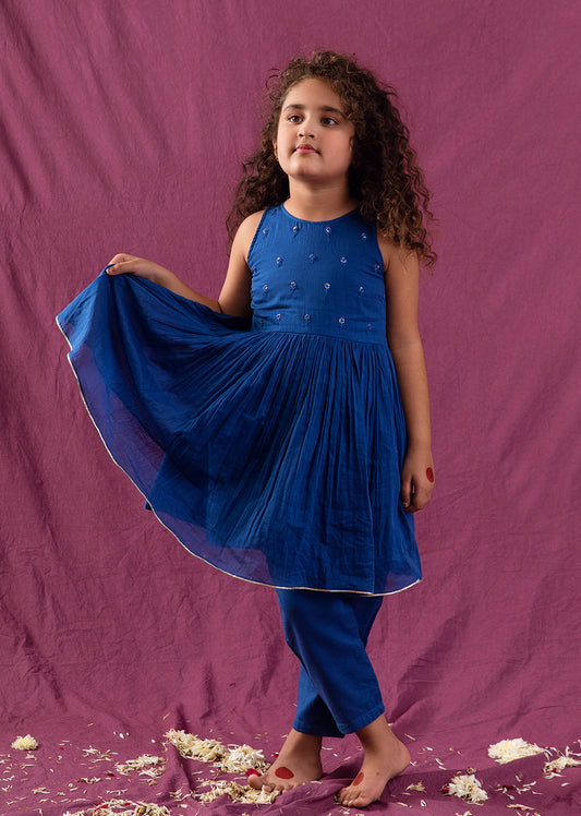 Shop Fashionable Halter Blue Neck Anarkali Suit Sets for Kids and Baby Girls - JOVI India Kids Wear | Jovi India