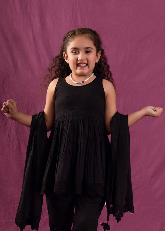 Trendy Black Peplum Top and Tulip Pants Dress Sets for Kids and baby Girls - JOVI India Kids Wear | Jovi India