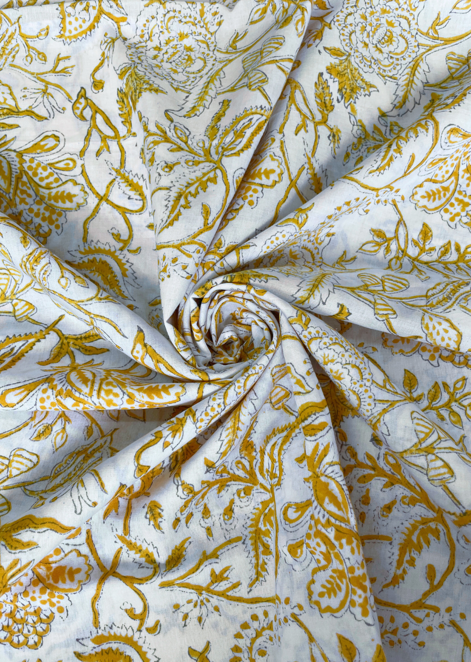 White Jaal Hand Block Printed Cotton Fabric | JOVI India