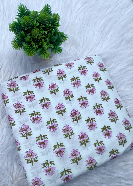 White Butti Printed Cotton Fabric | Jovi India