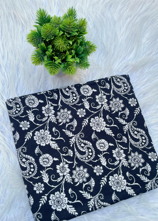 Black Jaal printed cotton fabric | Jovi India