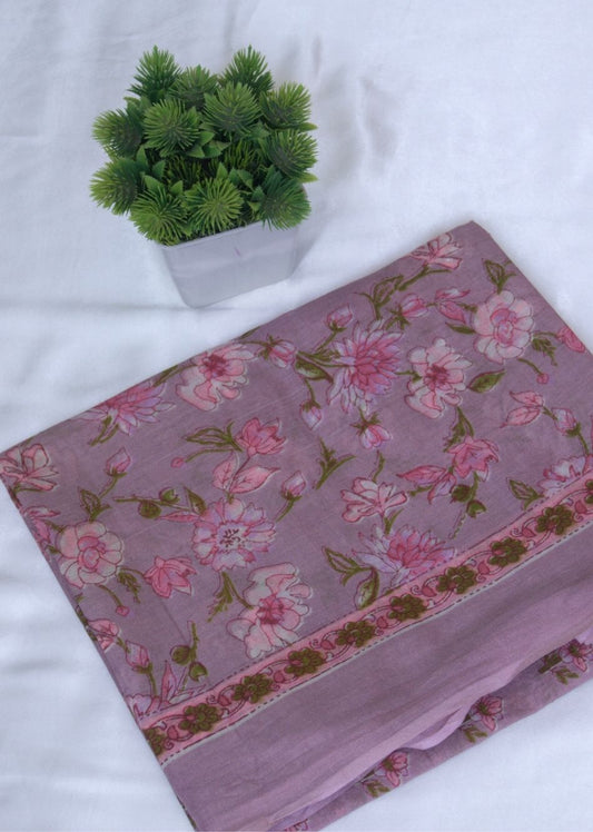 Dusky Pink Printed Mulmul Fabric | Jovi India