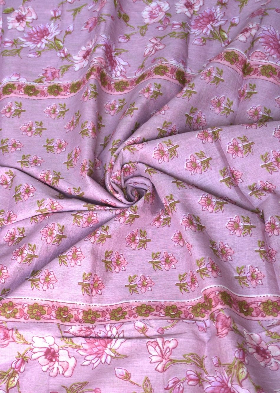 Dusky Pink Printed Mulmul Fabric | JOVI India