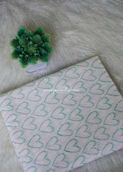 Heart Printed Cotton Block Fabric - Green | Jovi Fashion India