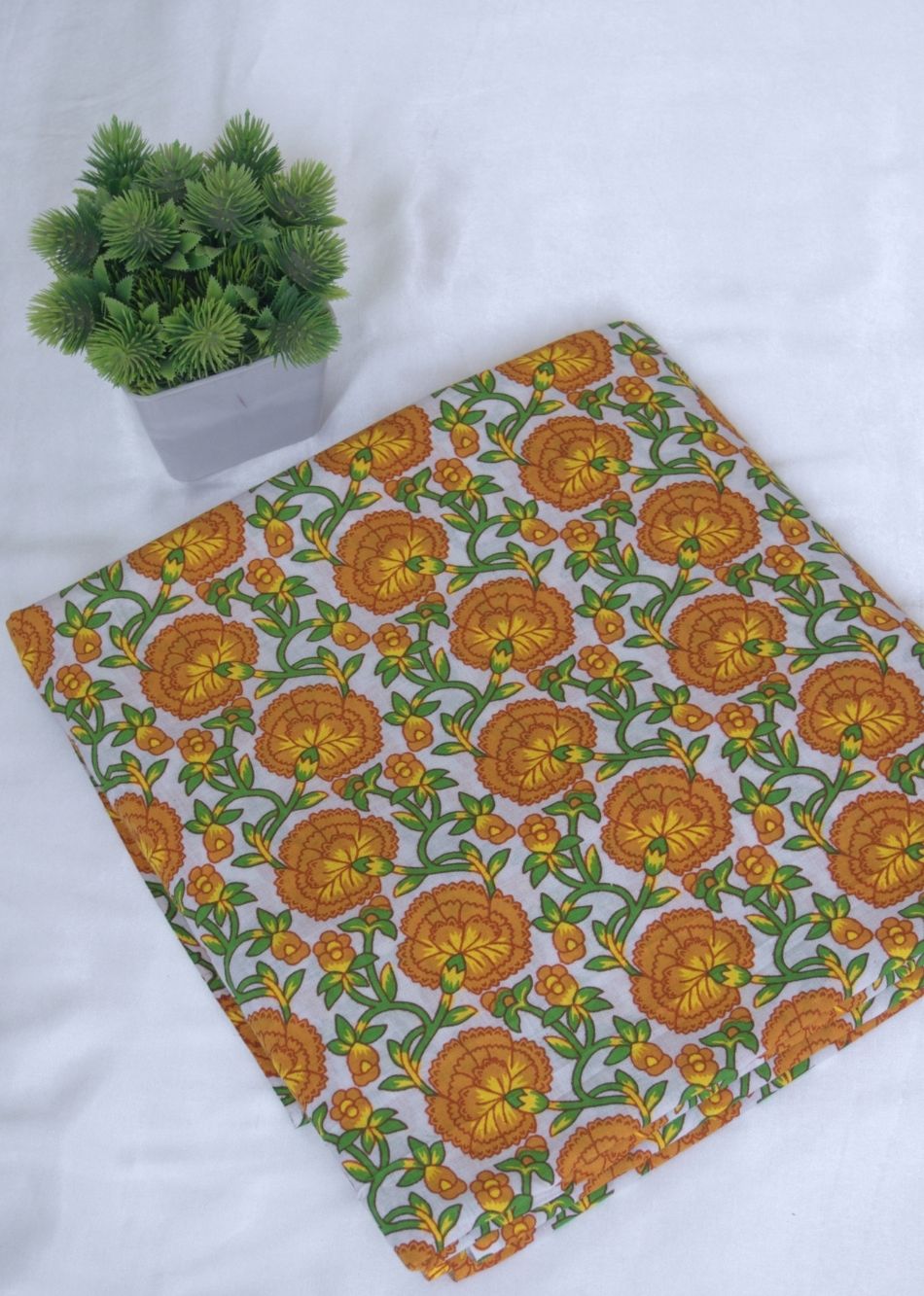 White Jaal Printed Cotton Fabric | JOVI India