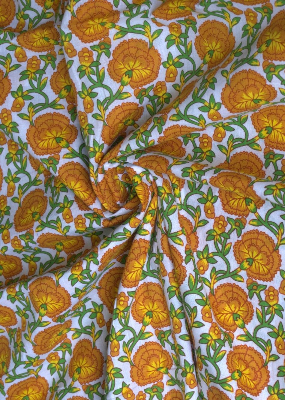 White Jaal Printed Cotton Fabric | JOVI India