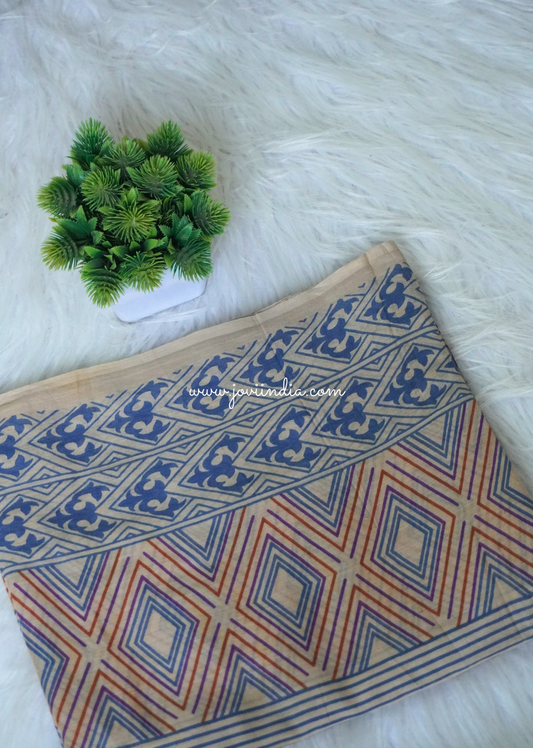 Brown Multi Printed Cotton Mulmul Fabric | Jovi Fashion India