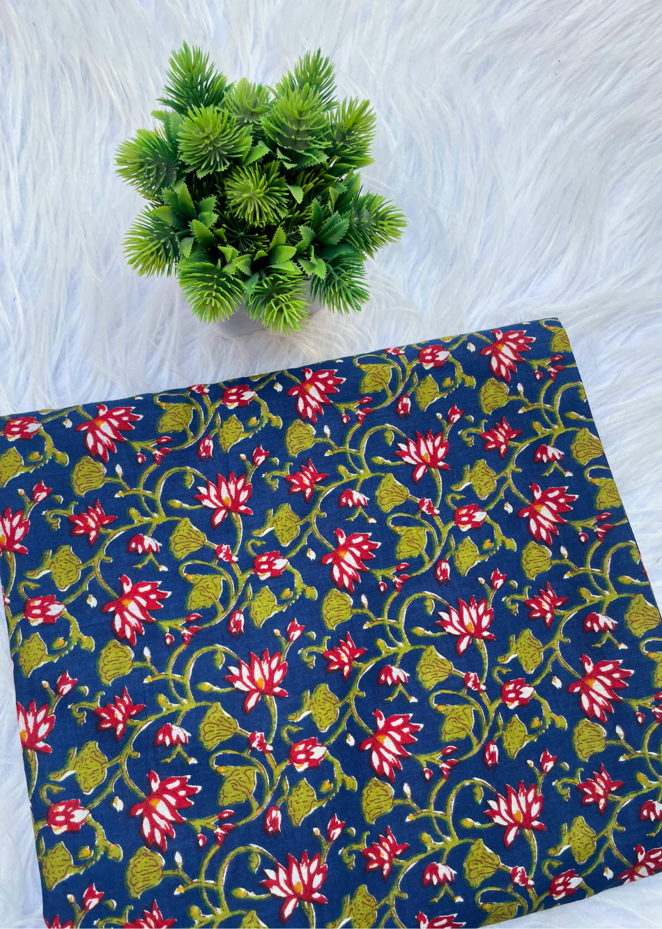 Blue Jaal Printed Cotton Fabric | JOVI India