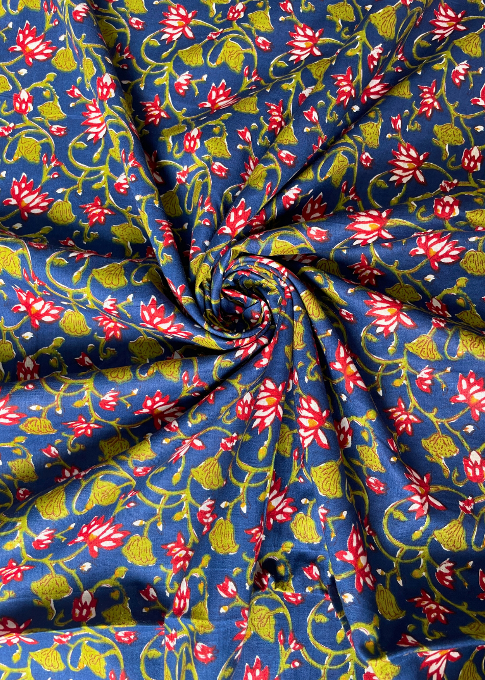 Blue Jaal Printed Cotton Fabric | JOVI India