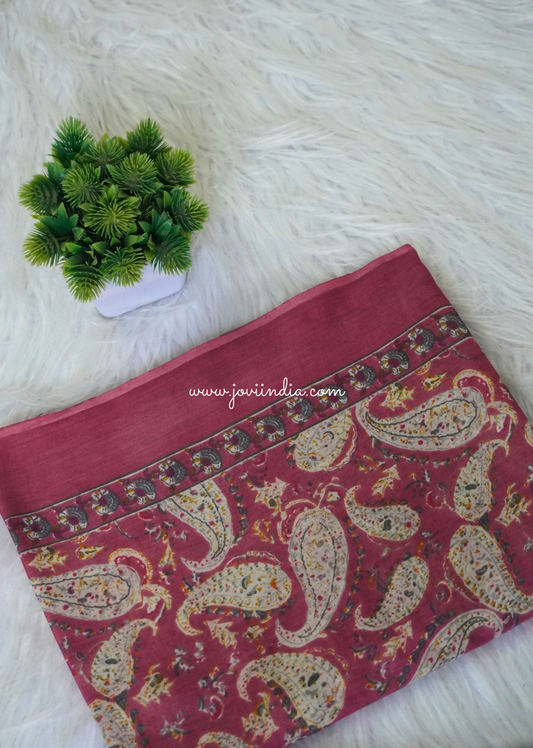 Pink Paisley Cotton Block Printed Fabric | Jovi Fashion India