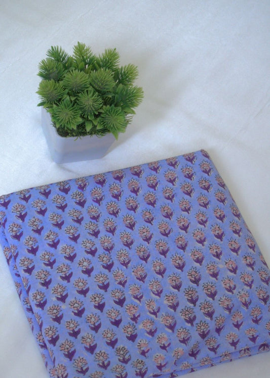Violet Butti Hand Block Printed Cotton Fabric | Jovi India
