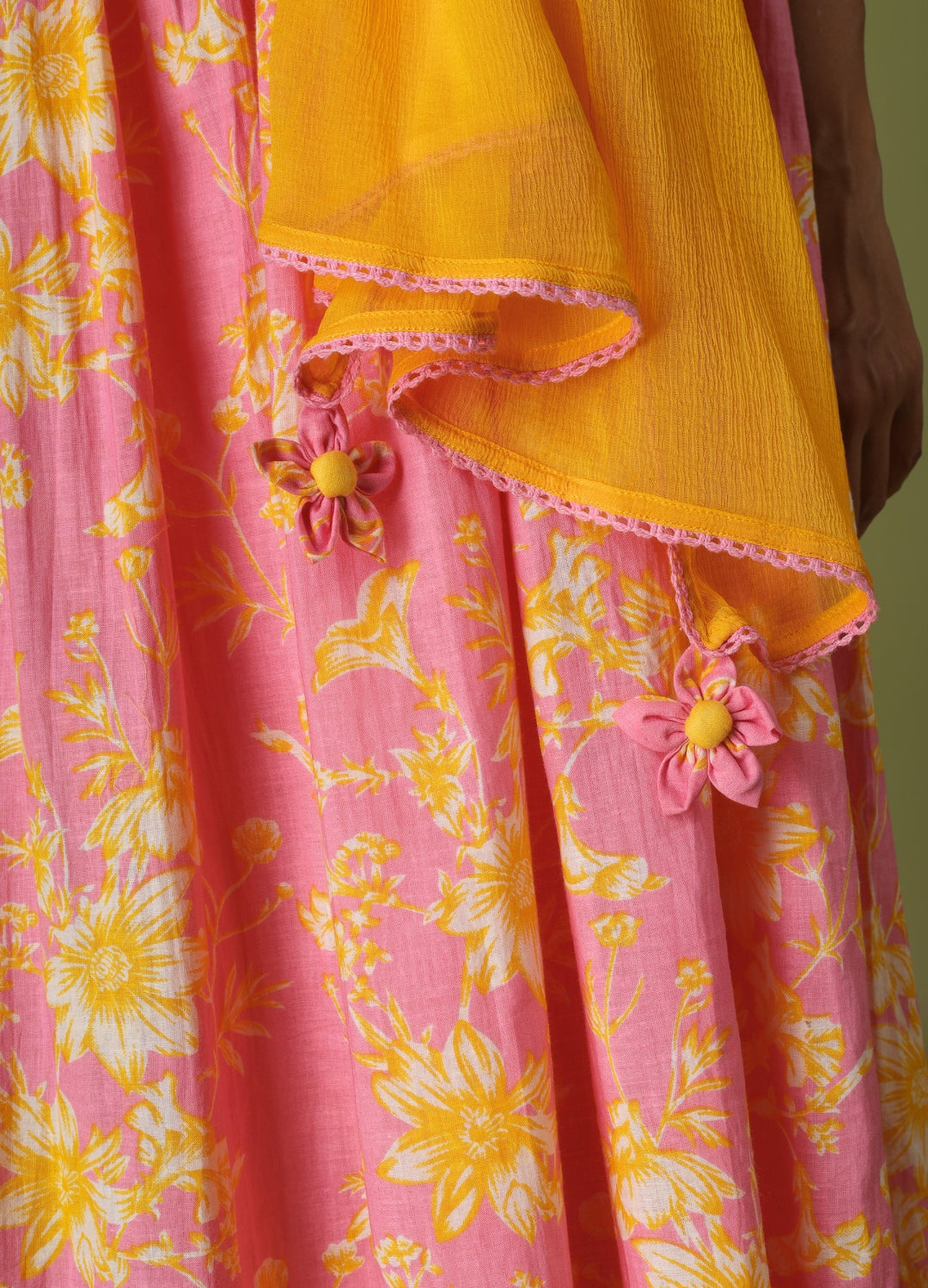 Pink Printed Cross Anarkali Suit Set | JOVI India