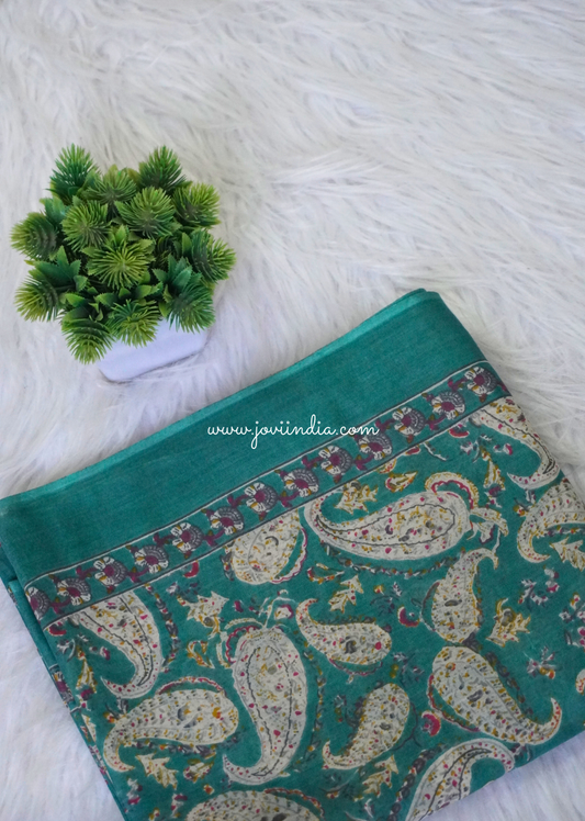 Green Paisley Cotton Floral Block Printed Fabric | Jovi Fashion India