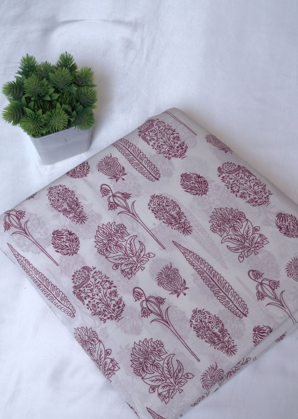 White Printed Cotton Fabric | JOVI India