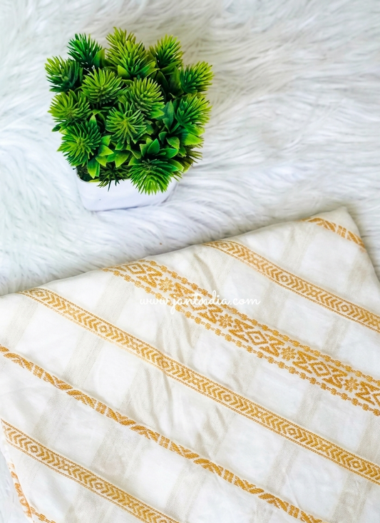 Muslin Silk Zari Loom Stripe Dyeable Fabric | Jovi India