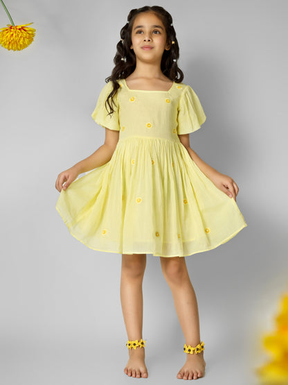 Jiyara Yellow Embroidery Back Dori Dress - Ready to Ship