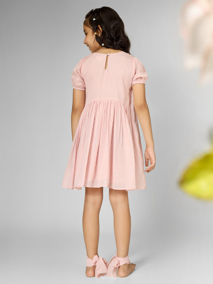 Jiyara - Rose Pink Bobbin Elastic Body Dress