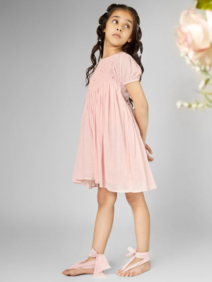 Jiyara - Rose Pink Bobbin Elastic Body Dress