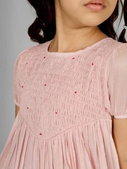 Jiyara - Rose Pink Bobbin Elastic Body Dress