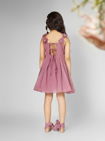 Grape Wine Floral Back-Tie Dress