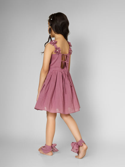Grape Wine Floral Back-Tie Dress