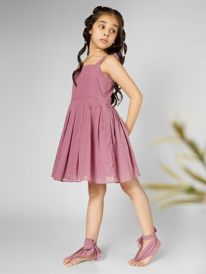 Grape Wine Floral Back-Tie Dress