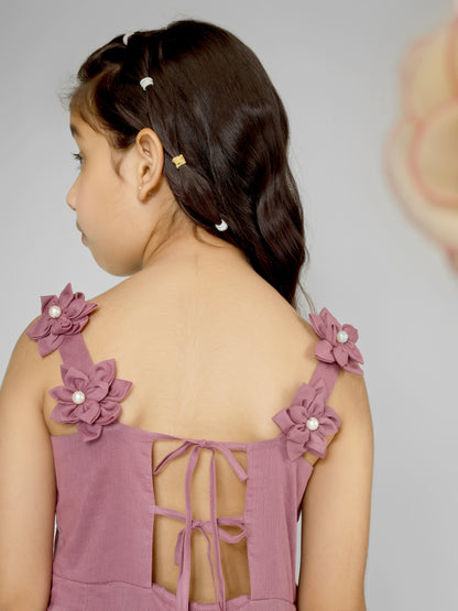 Grape Wine Floral Back-Tie Dress