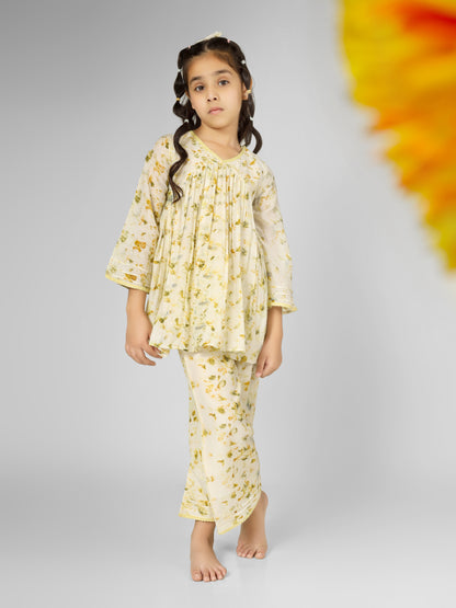 Natural Dyed Floral Co-ord Set with Flared Pants