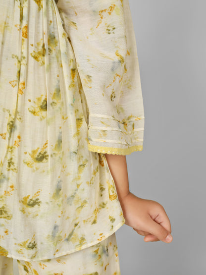 Natural Dyed Floral Co-ord Set with Flared Pants
