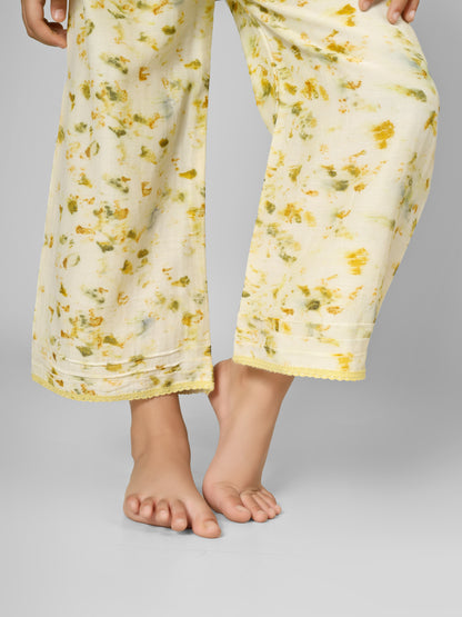 Natural Dyed Floral Co-ord Set with Flared Pants