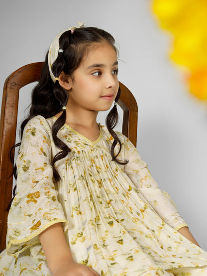 Natural Dyed Floral Co-ord Set with Flared Pants