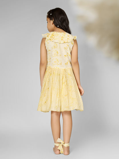 Natural Dyed Yellow Collar Neck Dress