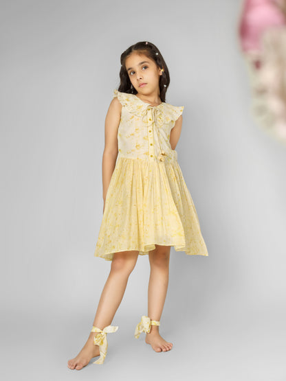 Natural Dyed Yellow Collar Neck Dress