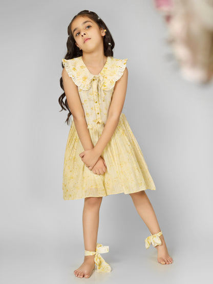 Natural Dyed Yellow Collar Neck Dress
